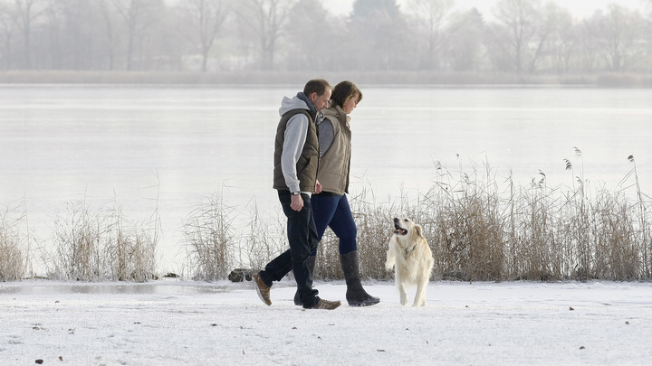 Jürgen with WalkOn taking a walk in the snow