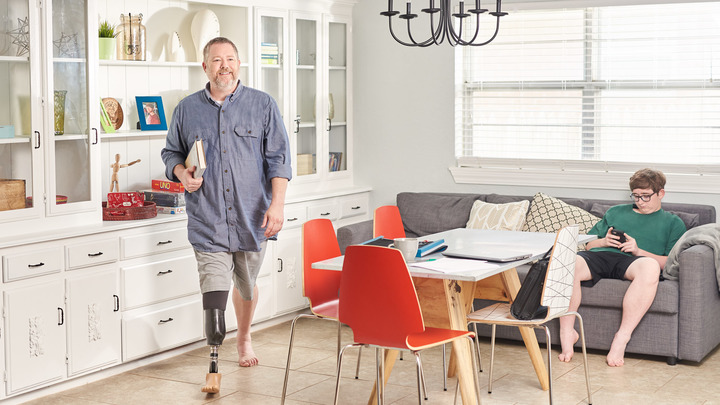 Martin walks with bare feet