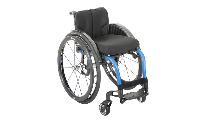 Niebieski aktywny wózek inwalidzki Zenit R wykonany z aluminium Ottobock