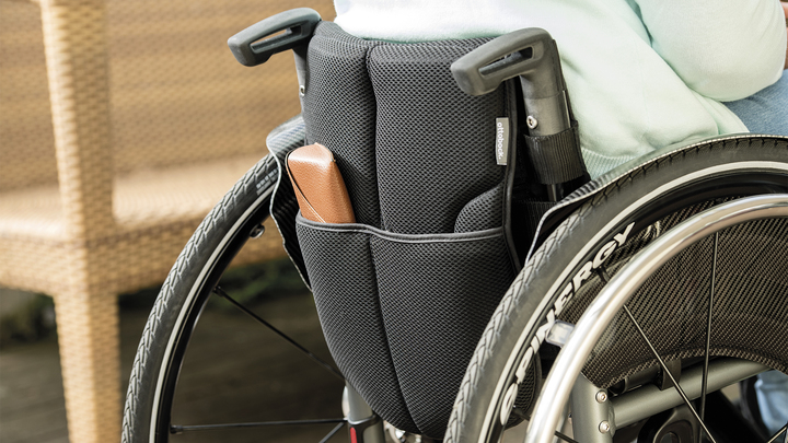 Back bag on Ottobock wheelchair