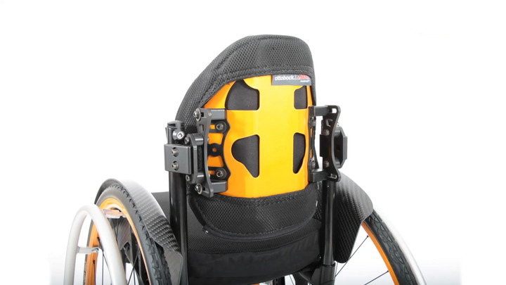 Wheelchair back support, Ottobock Baxx, orange to match frame colour