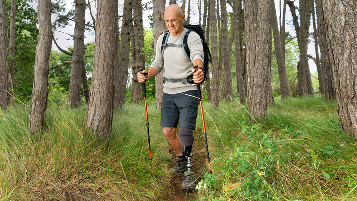 Flori makes his way through rough terrain.